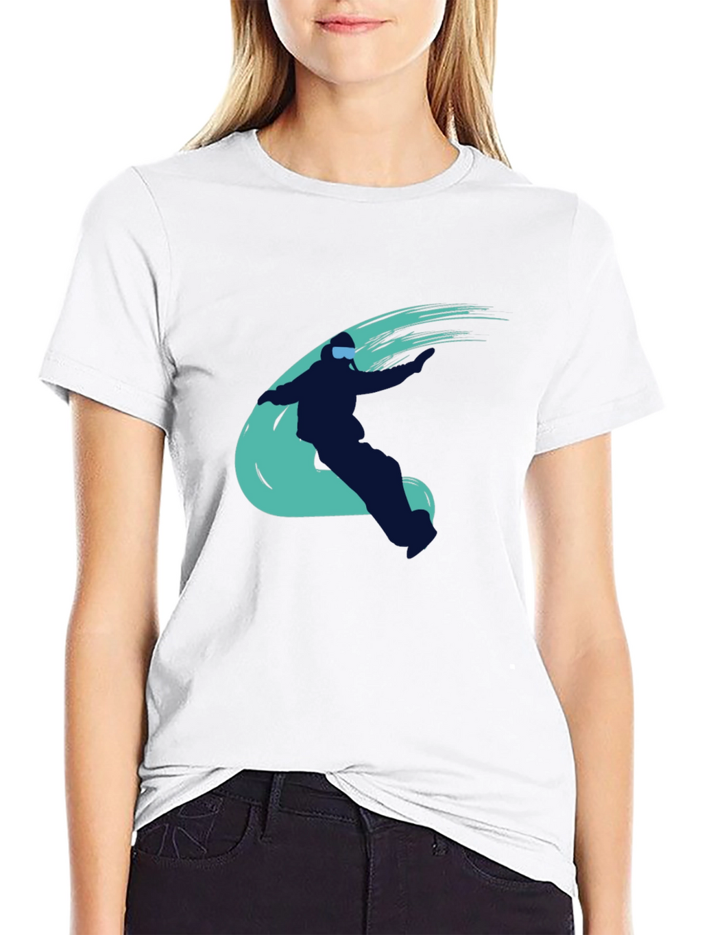 Cool Skier Graphic Tee - Black Cotton Casual T-Shirt