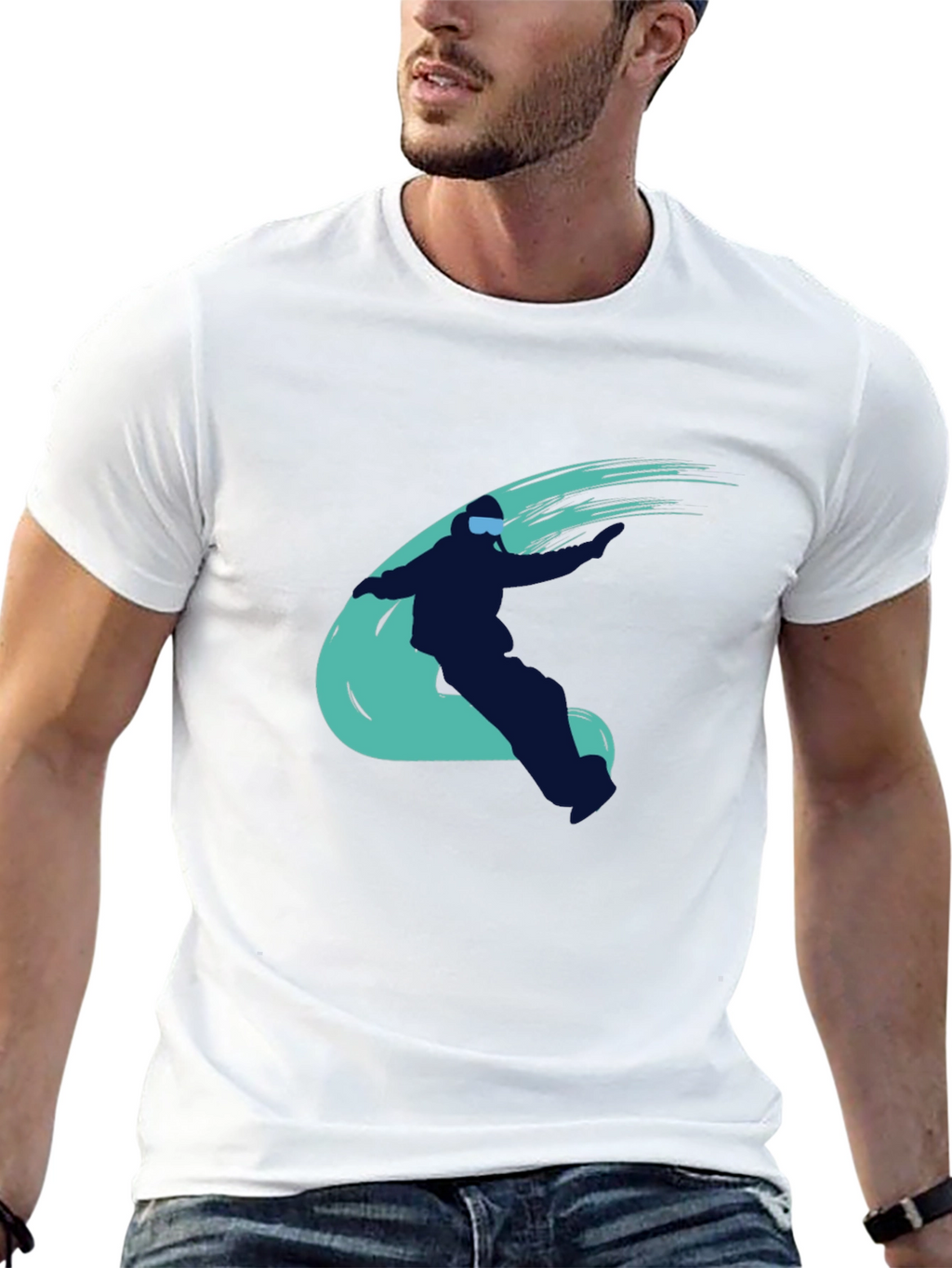 Cool Skier Graphic Tee - Black Cotton Casual T-Shirt