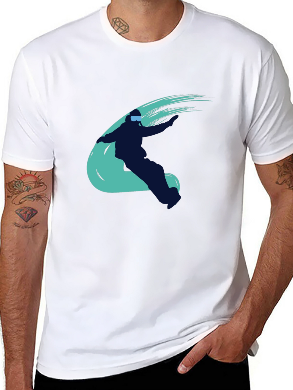 Cool Skier Graphic Tee - Black Cotton Casual T-Shirt