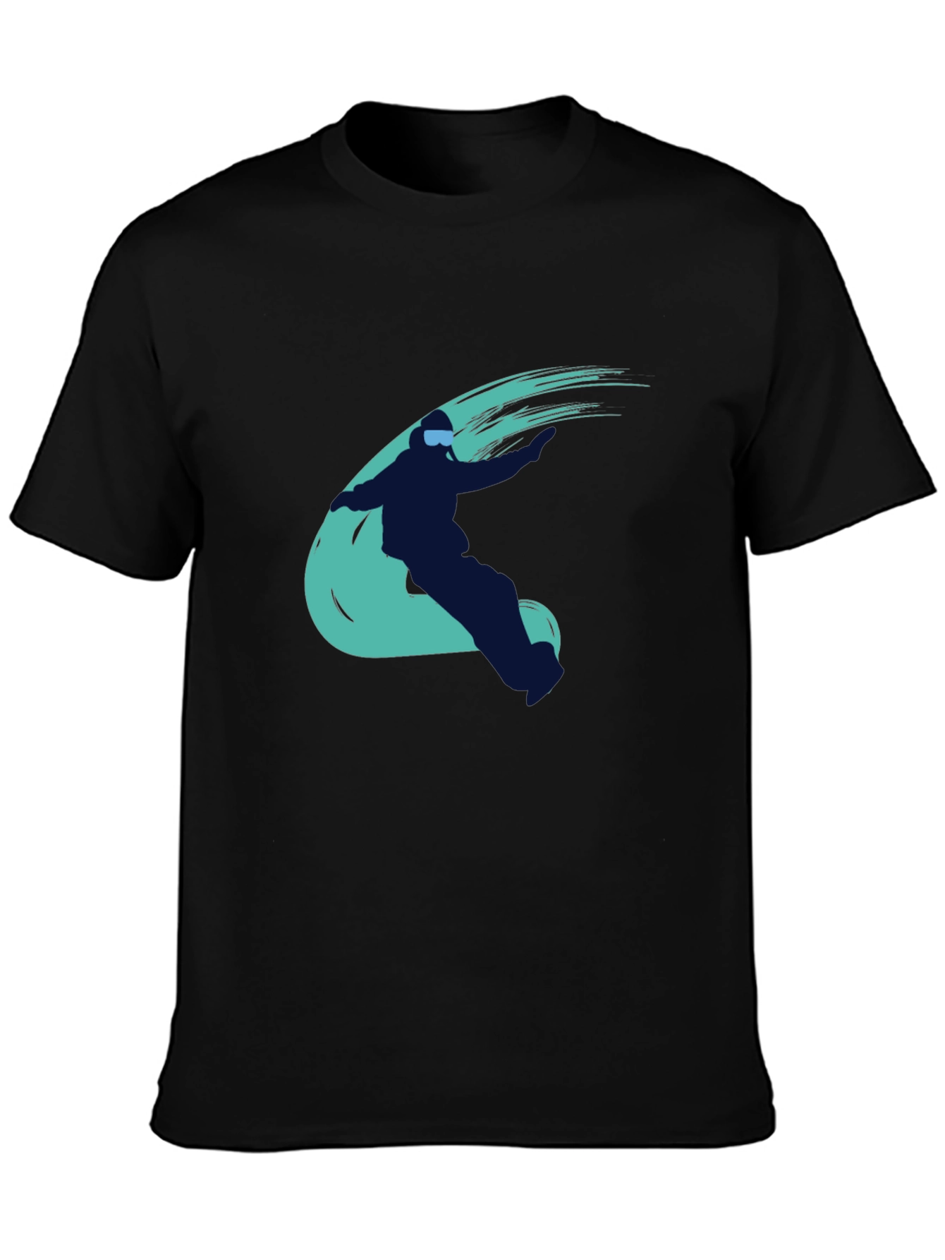 Cool Skier Graphic Tee - Black Cotton Casual T-Shirt