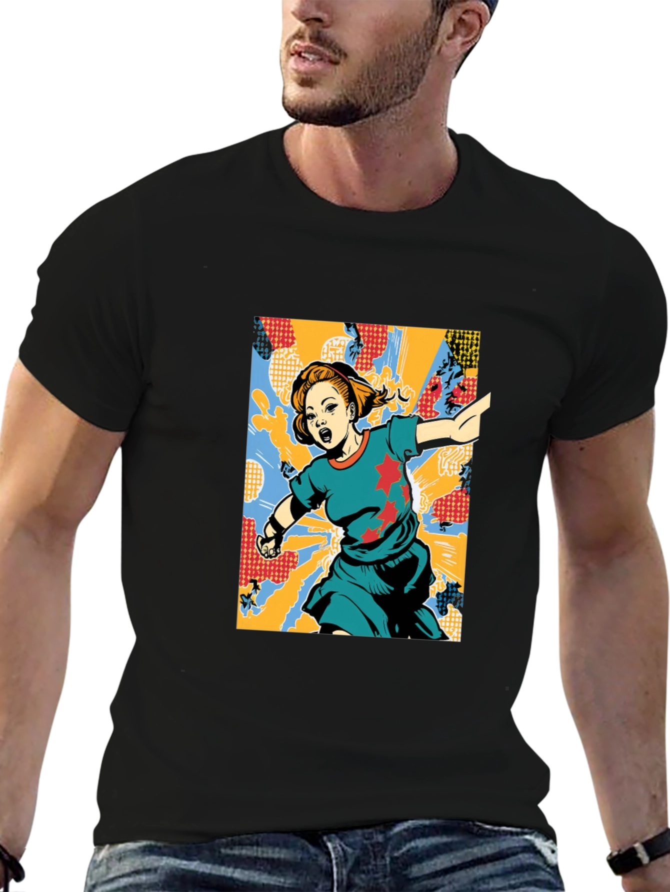 Graphic Print T-Shirt: Girl with Star