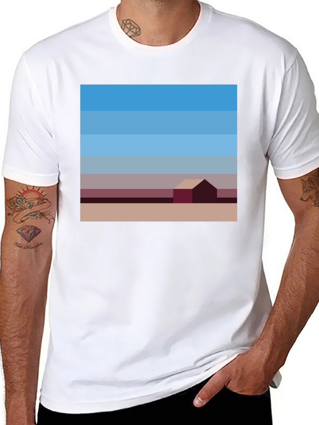 Abstract Landscape Graphic Tee - Modern Art Shirt