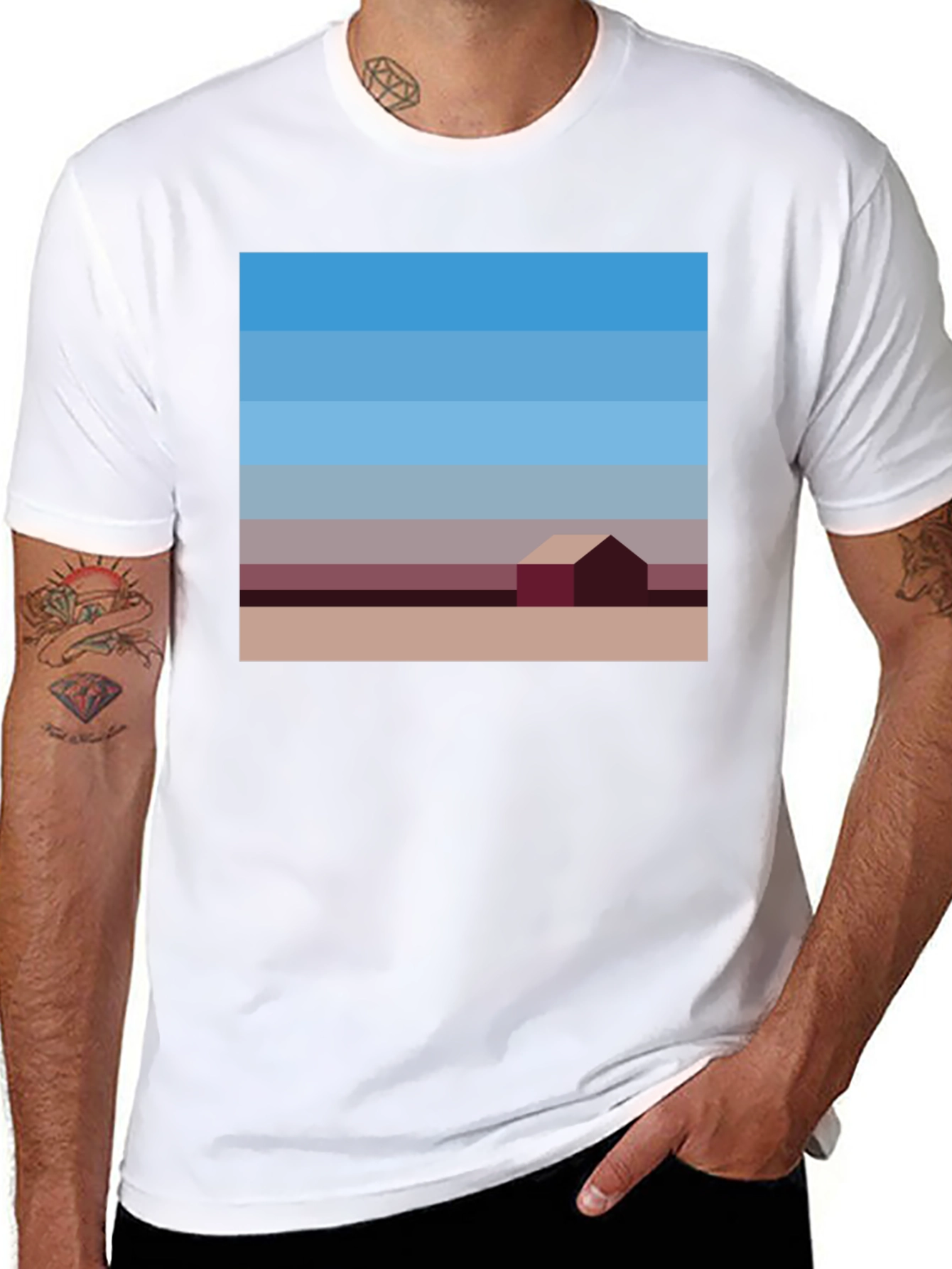Abstract Landscape Graphic Tee - Modern Art Shirt