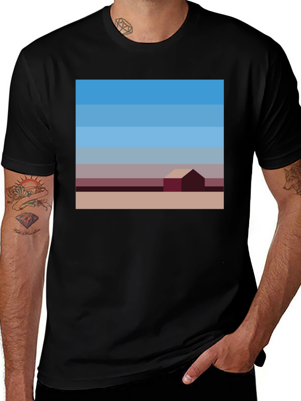 Abstract Landscape Graphic Tee - Modern Art Shirt