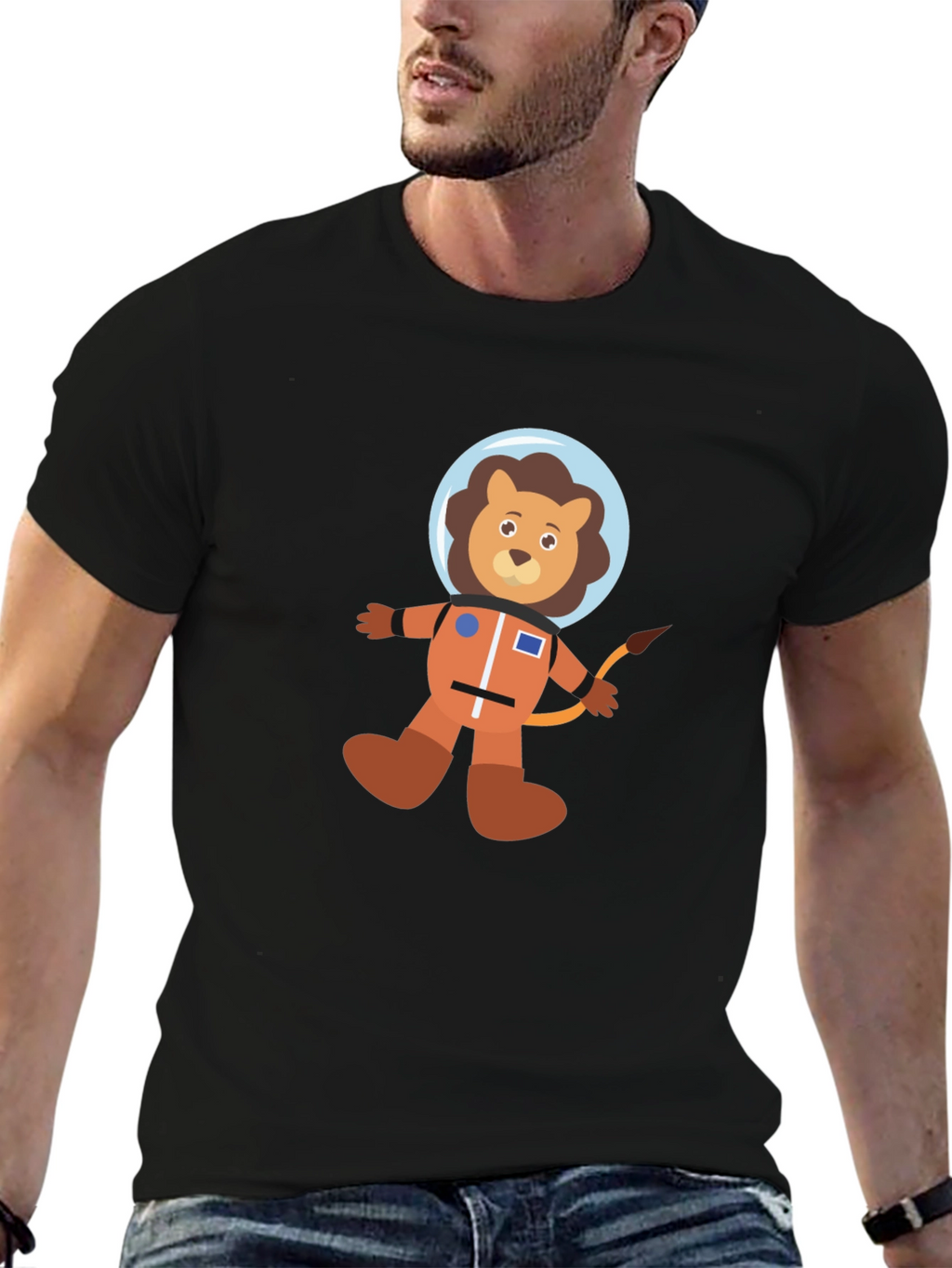 Astronaut Lion Black T-Shirt