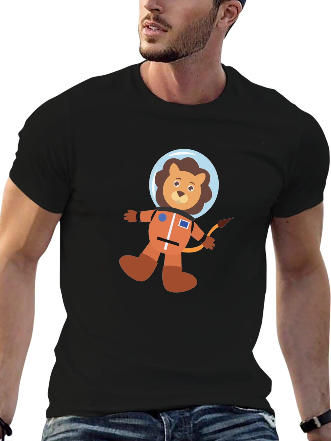 Astronaut Lion Black T-Shirt