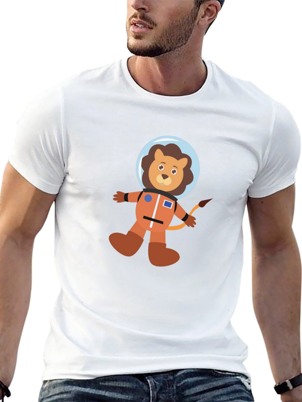 Astronaut Lion Black T-Shirt