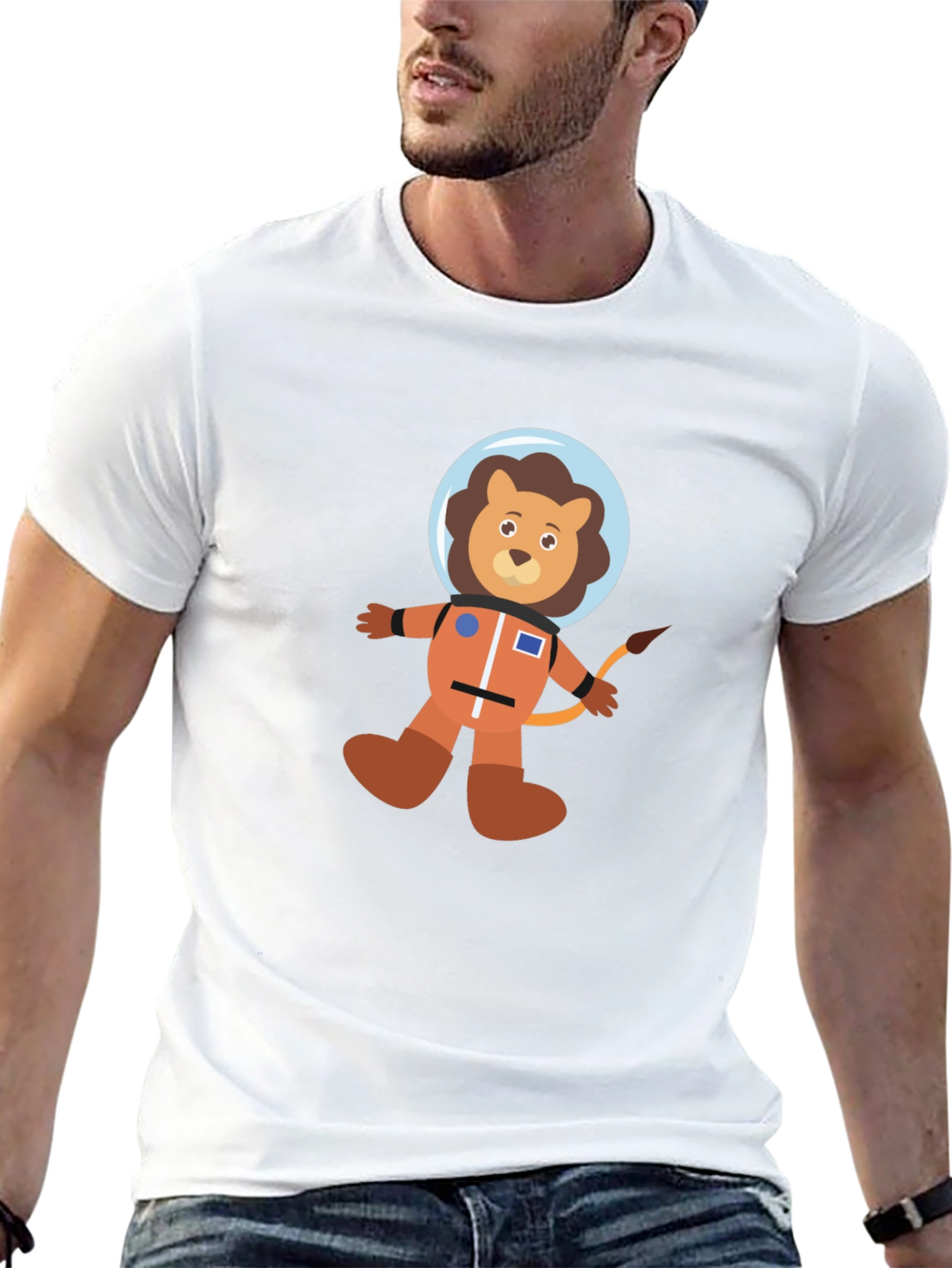 Astronaut Lion Black T-Shirt