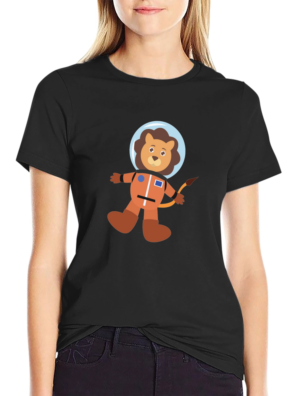 Astronaut Lion Black T-Shirt
