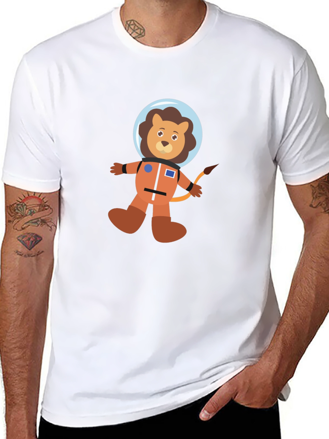 Astronaut Lion Black T-Shirt