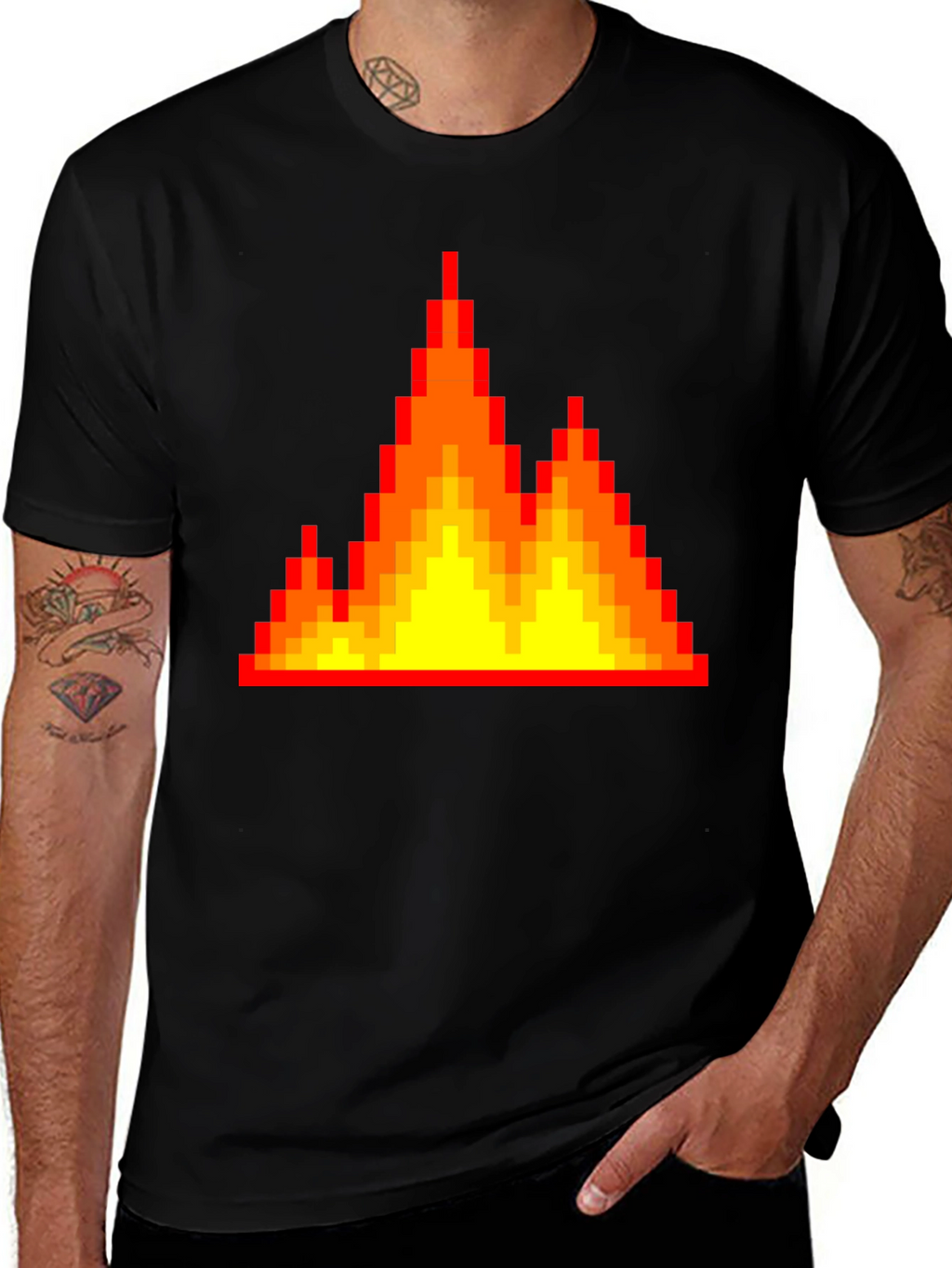 Pixel Fire Graphic Tee - Retro Gaming Vibes