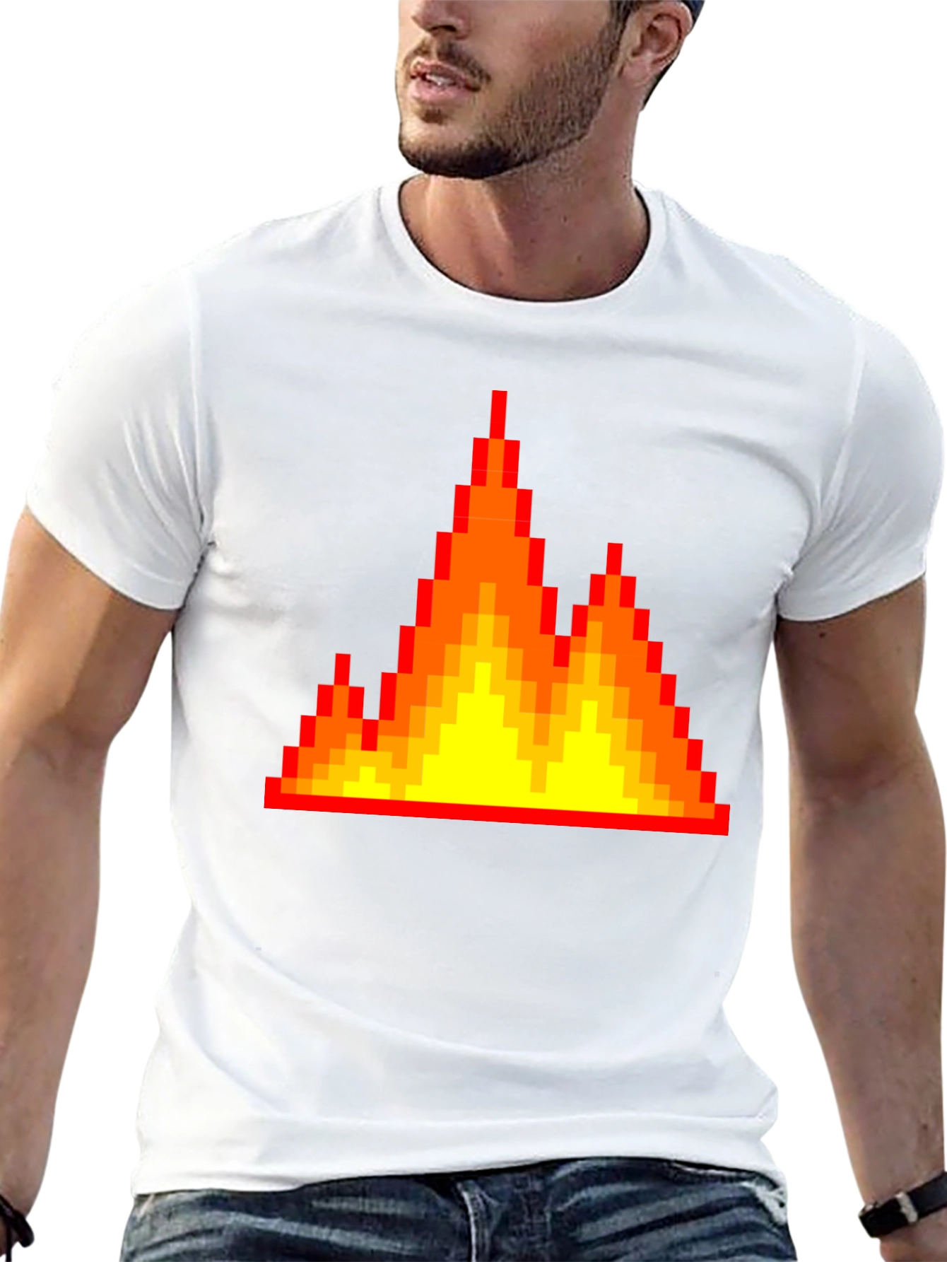 Pixel Fire Graphic Tee - Retro Gaming Vibes