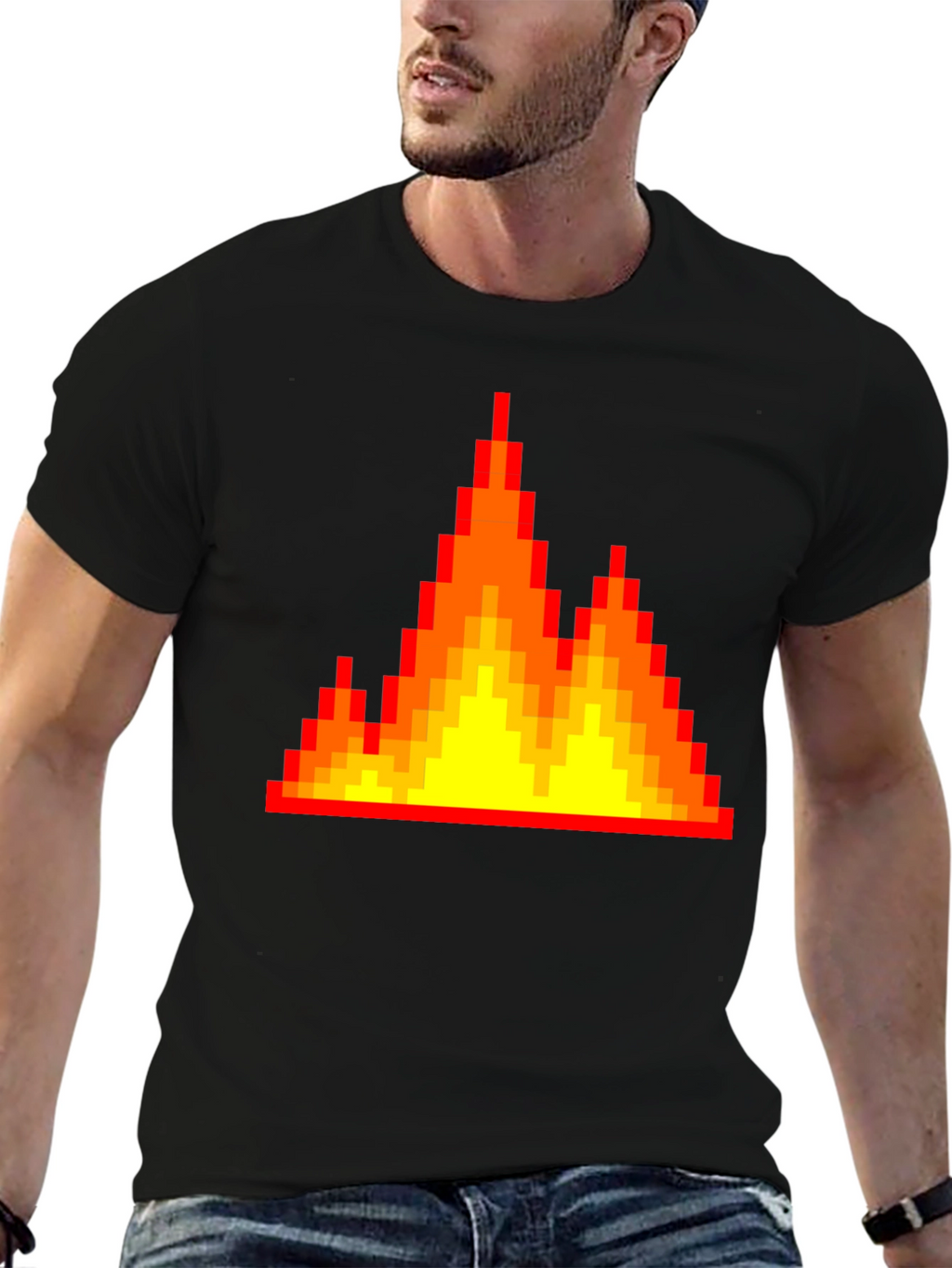 Pixel Fire Graphic Tee - Retro Gaming Vibes