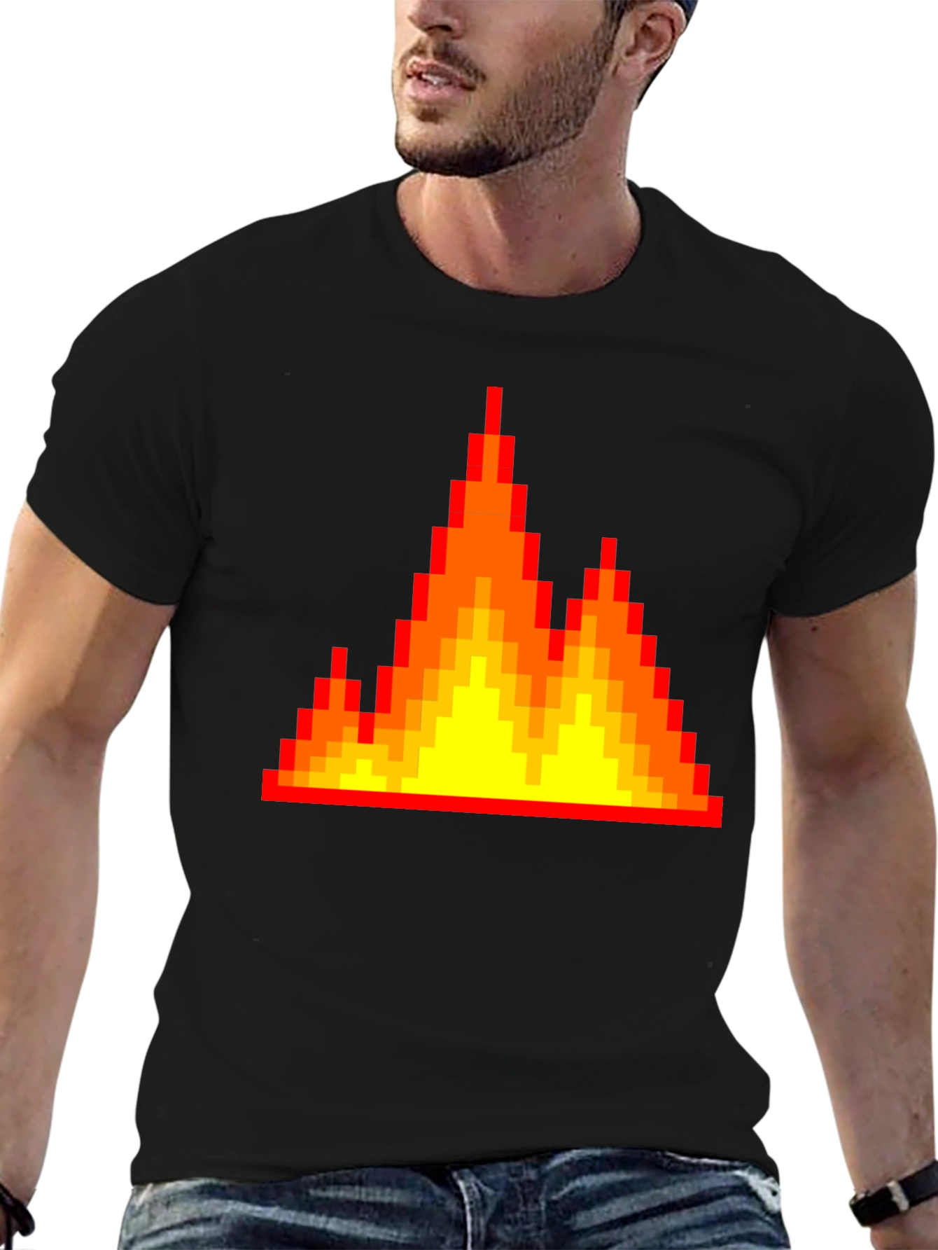 Pixel Fire Graphic Tee - Retro Gaming Vibes