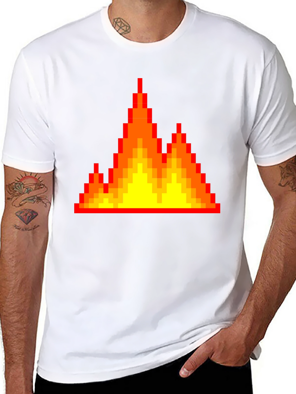 Pixel Fire Graphic Tee - Retro Gaming Vibes