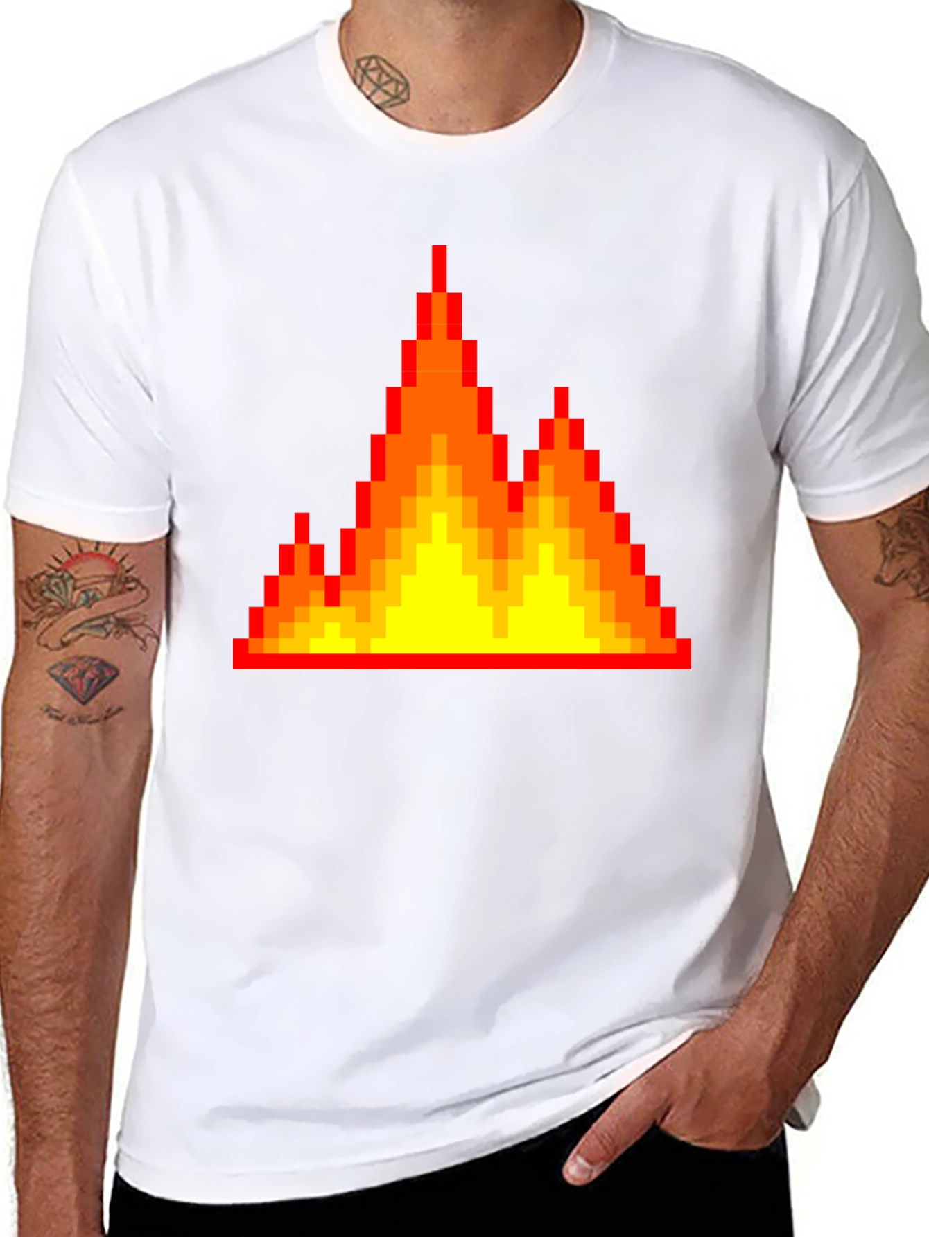 Pixel Fire Graphic Tee - Retro Gaming Vibes