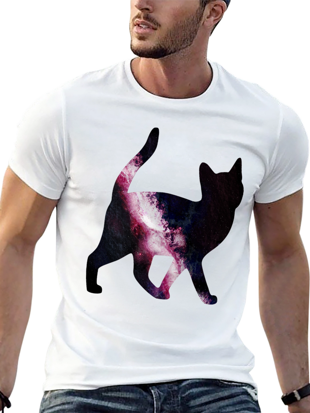 Galaxy Cat Print T-Shirt - Stylish & Unique