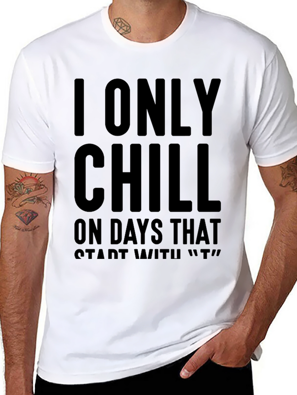 Chill Only on T Days Black Graphic Tee
