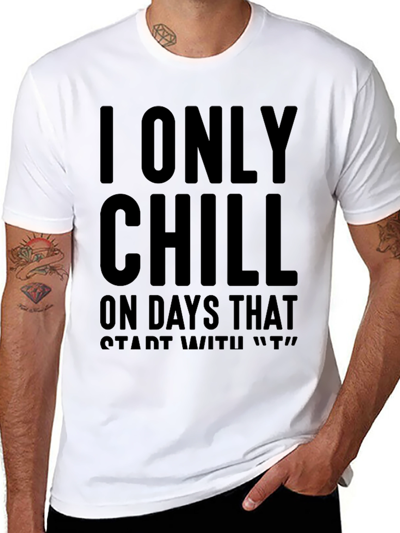 Chill Only on T Days Black Graphic Tee