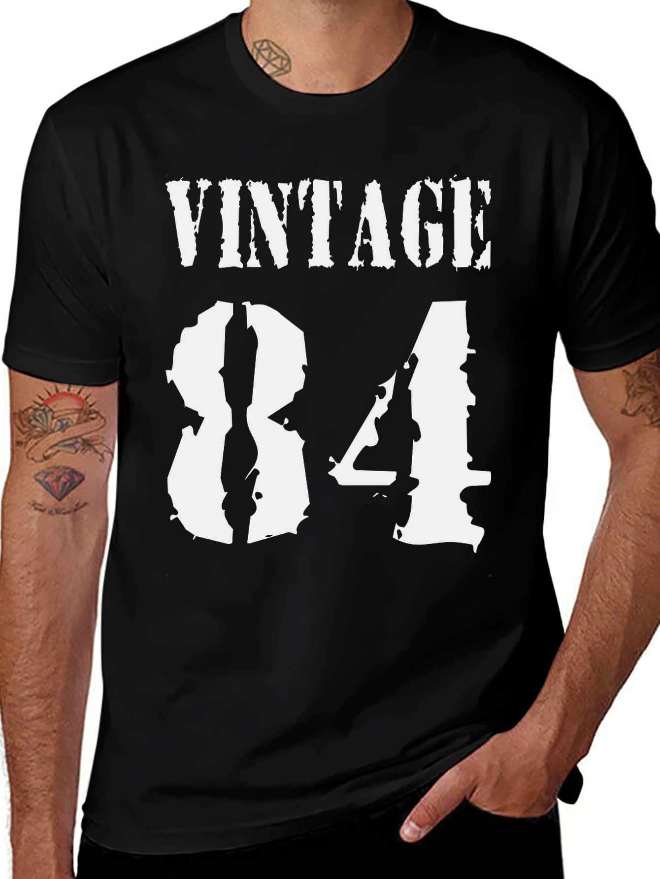 Vintage 84 T-Shirt Black Cotton