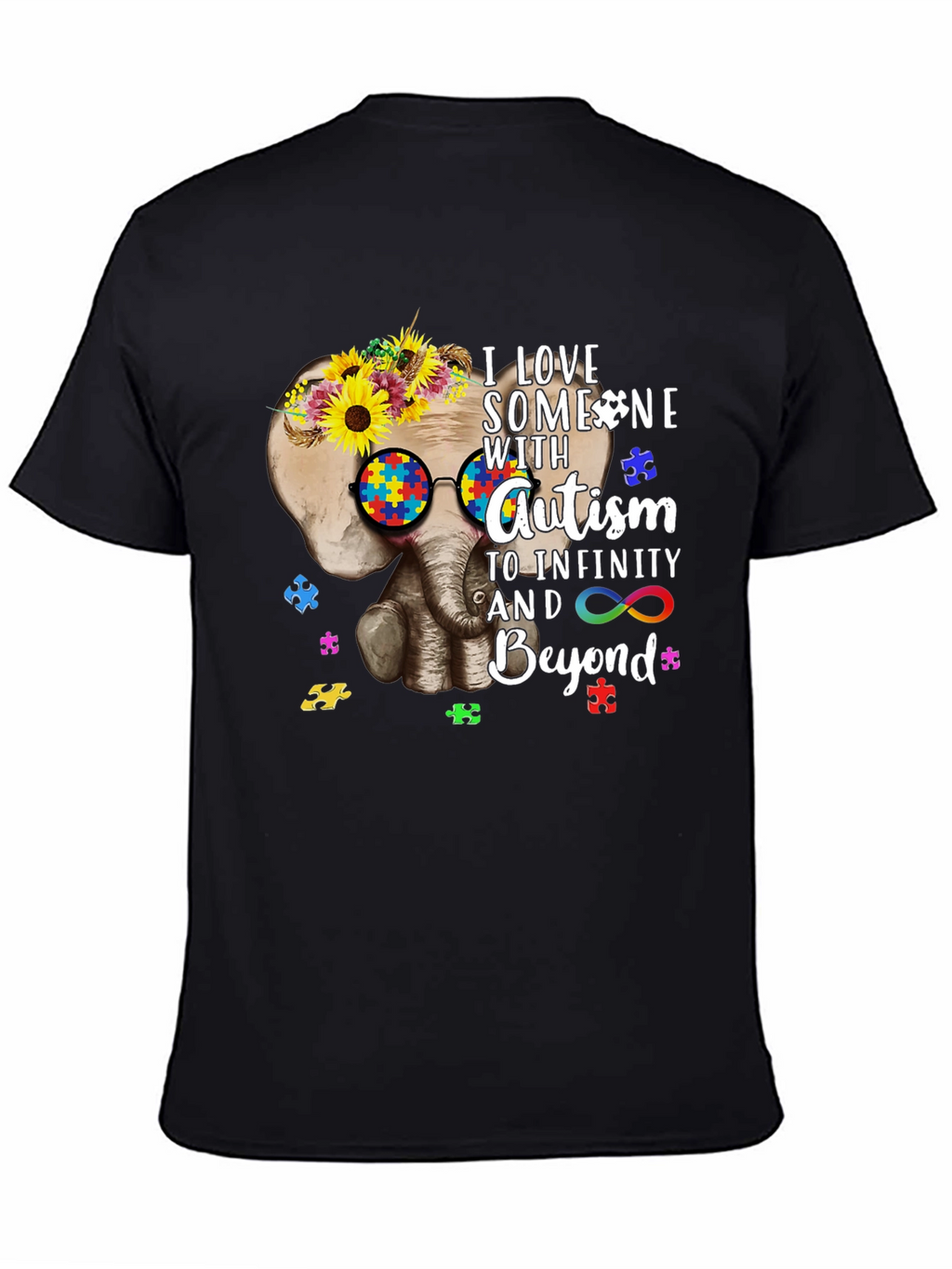 Autism Awareness T-Shirt: Elephant & Sunflower Design