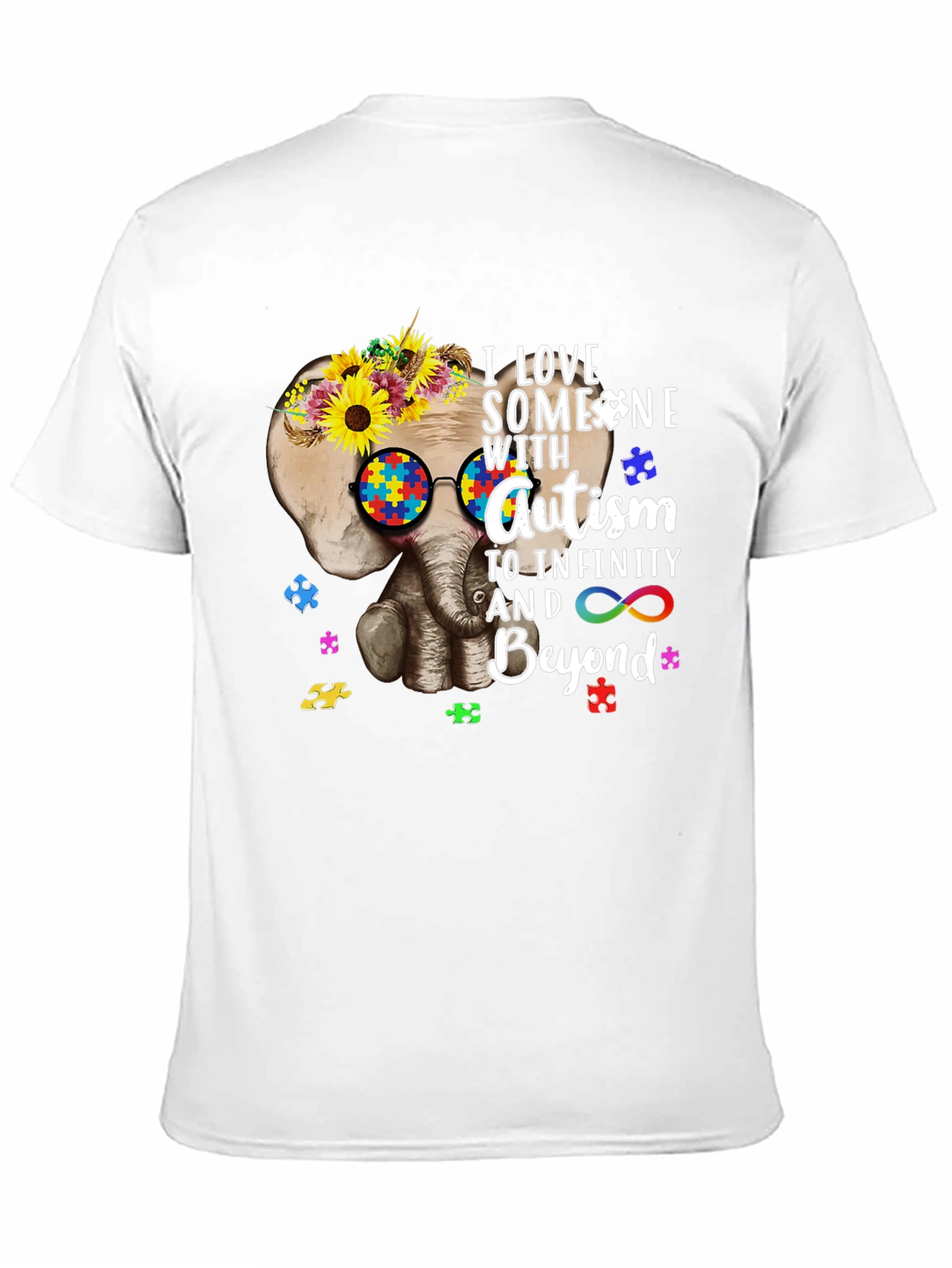 Autism Awareness T-Shirt: Elephant & Sunflower Design