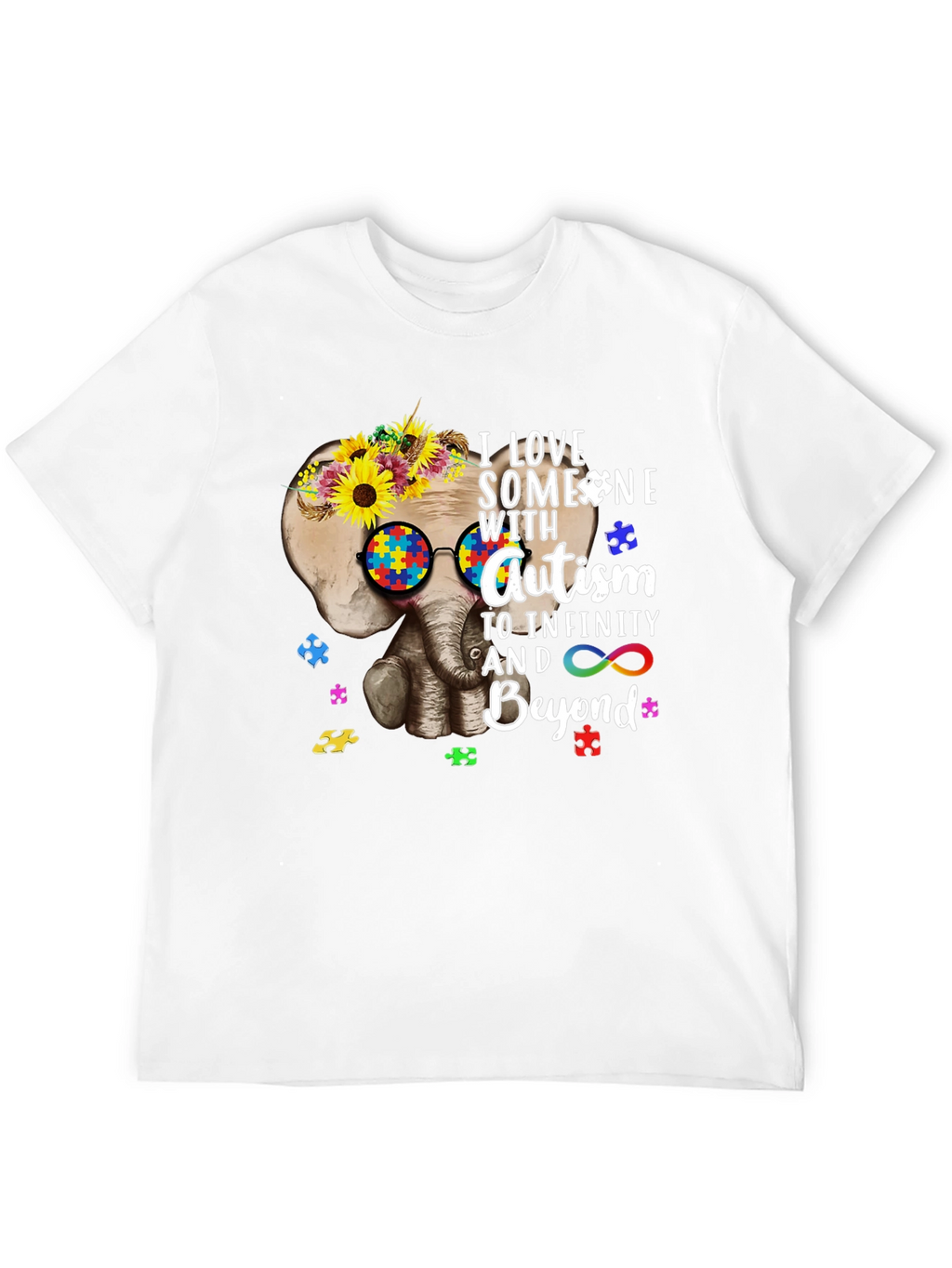 Autism Awareness T-Shirt: Elephant & Sunflower Design