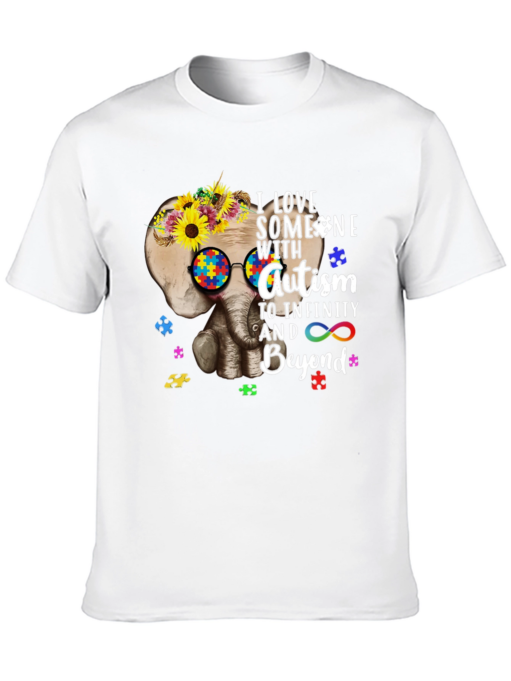 Autism Awareness T-Shirt: Elephant & Sunflower Design