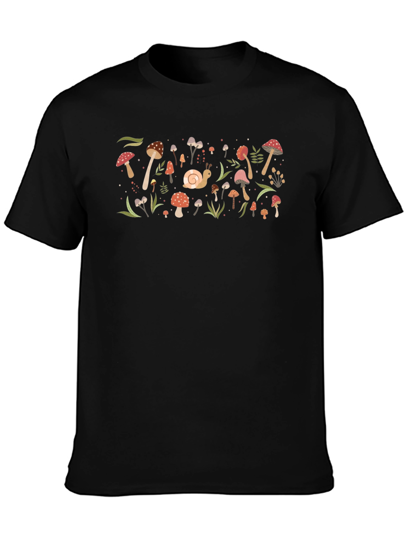 Mushroom & Snail Graphic Tee - Black