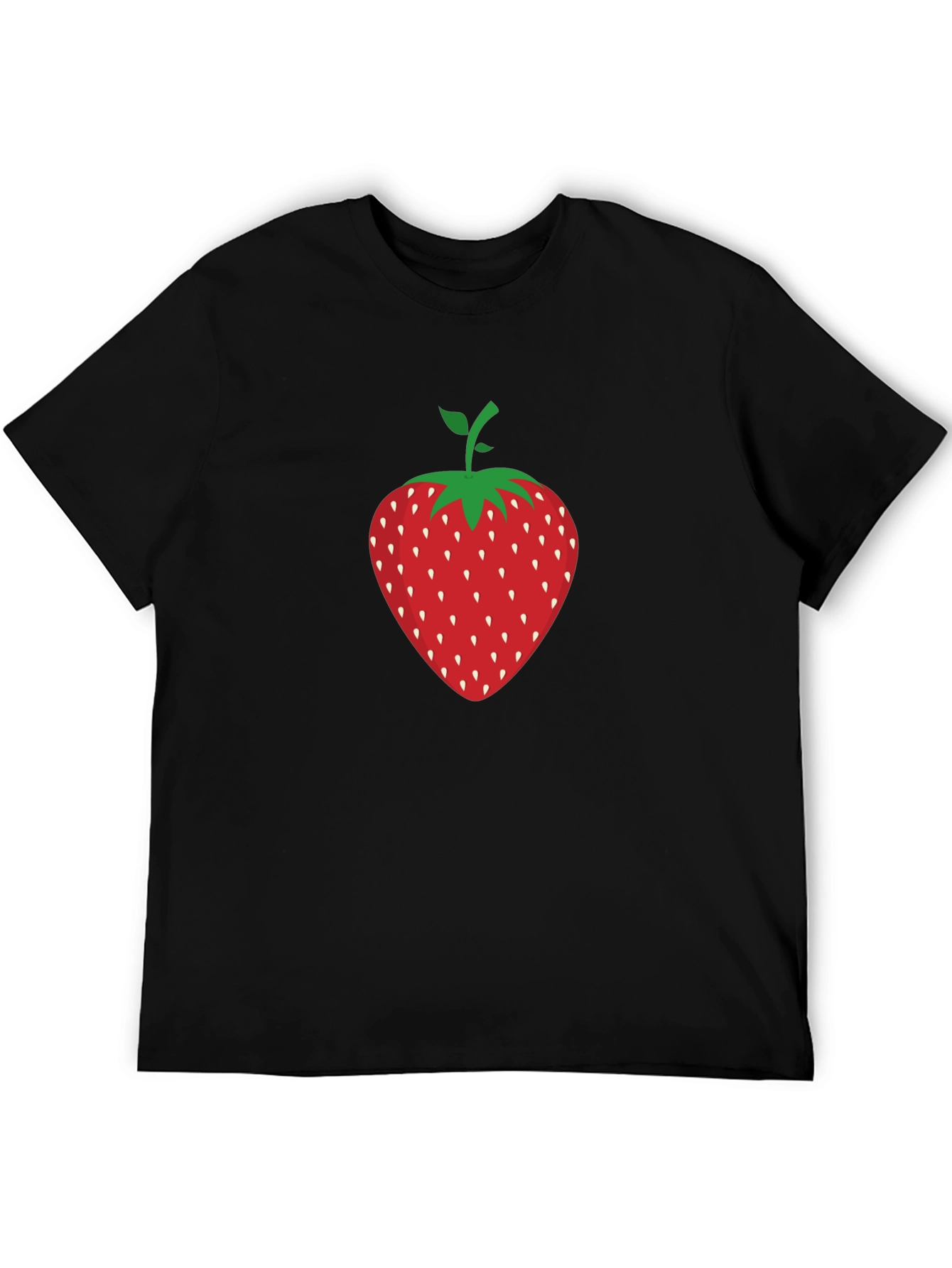 Strawberry Graphic Print Black T-Shirt