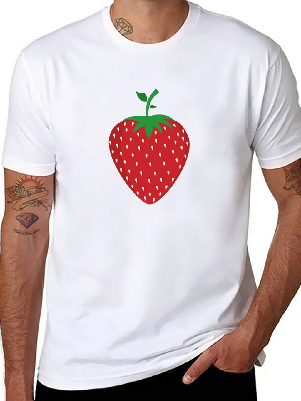 Strawberry Graphic Print Black T-Shirt