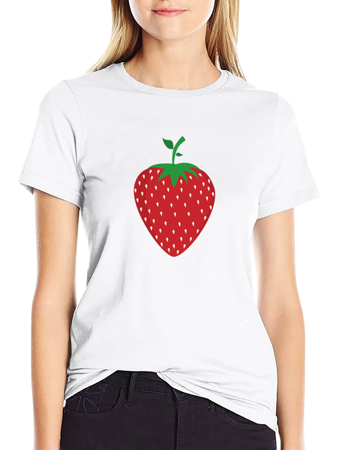 Strawberry Graphic Print Black T-Shirt