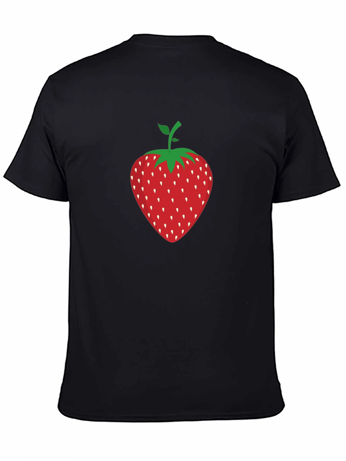 Strawberry Graphic Print Black T-Shirt
