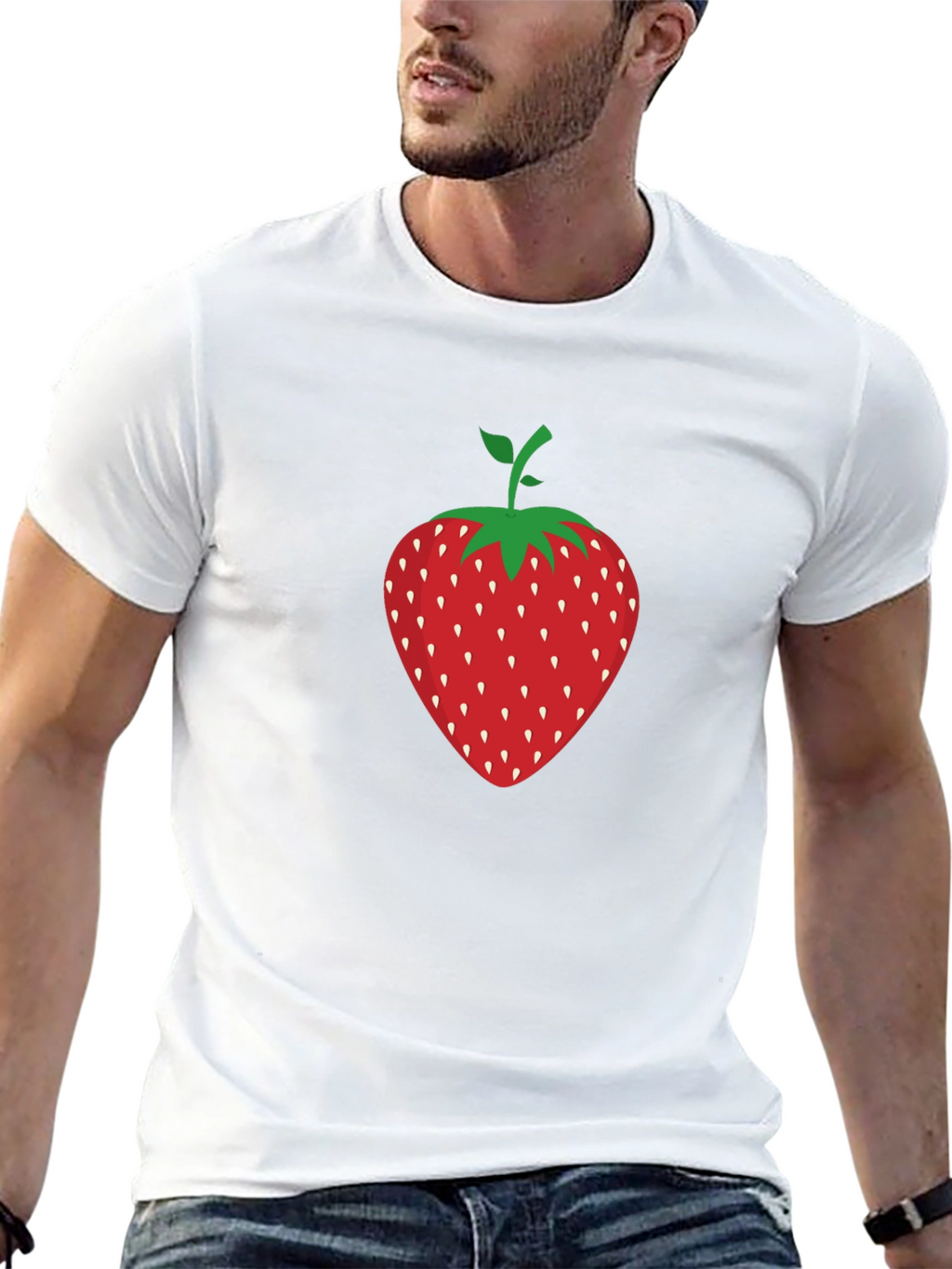 Strawberry Graphic Print Black T-Shirt