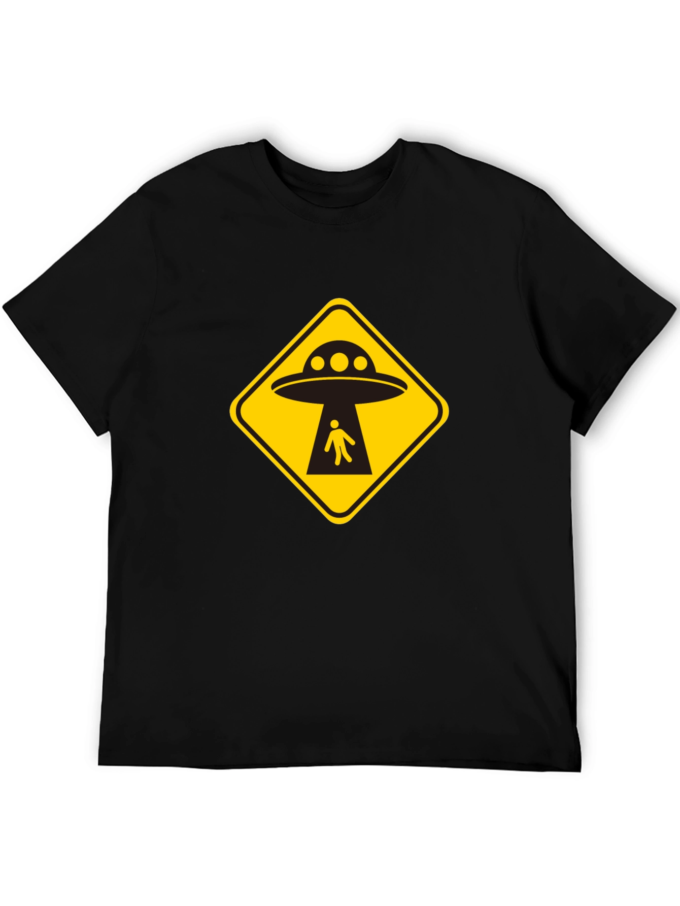 UFO Abduction T-Shirt - Black Cotton Graphic Tee