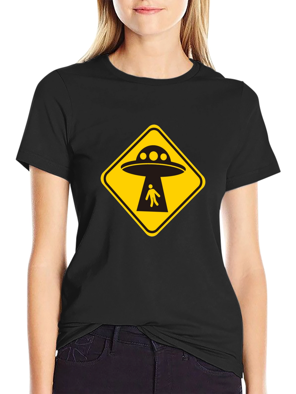 UFO Abduction T-Shirt - Black Cotton Graphic Tee