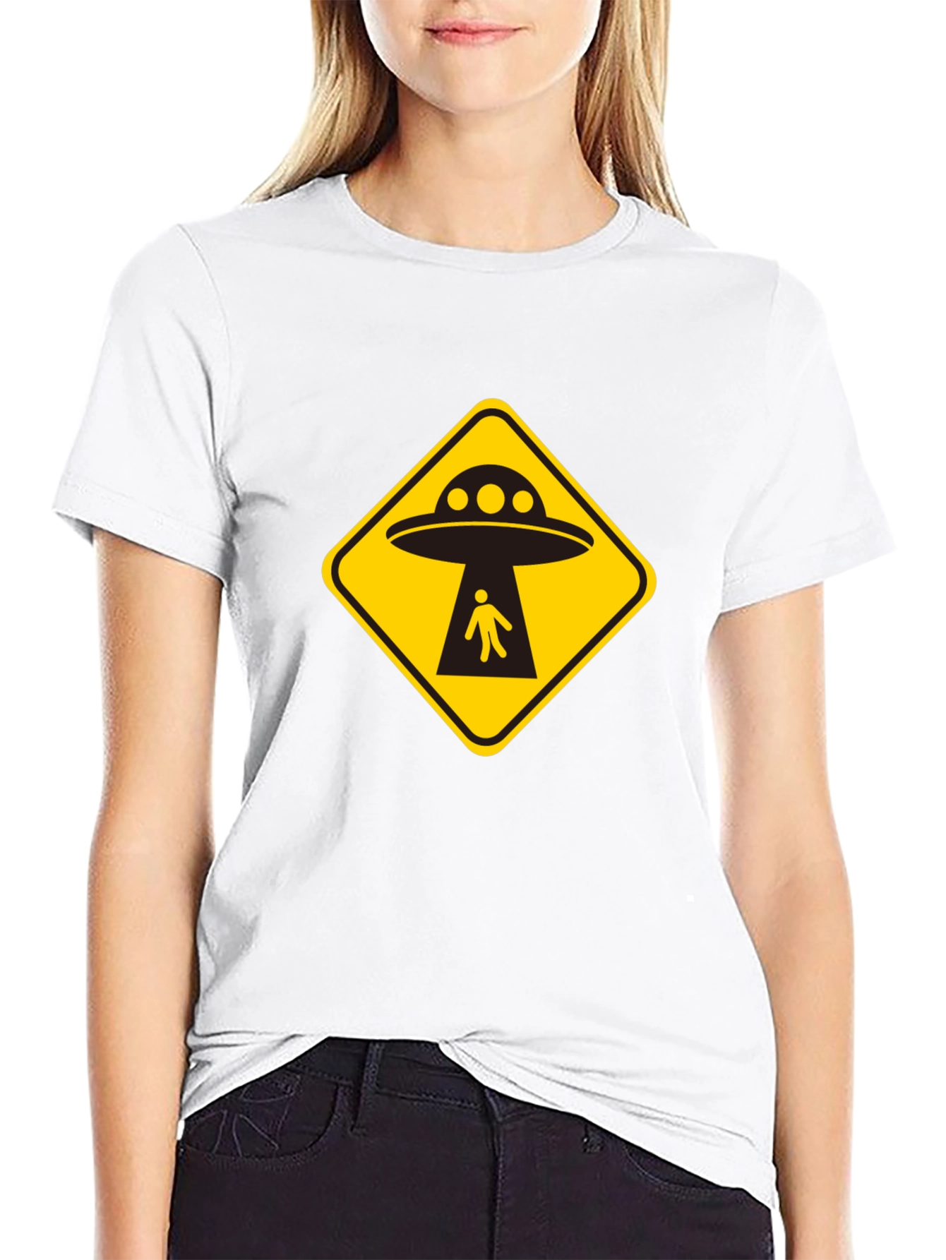 UFO Abduction T-Shirt - Black Cotton Graphic Tee