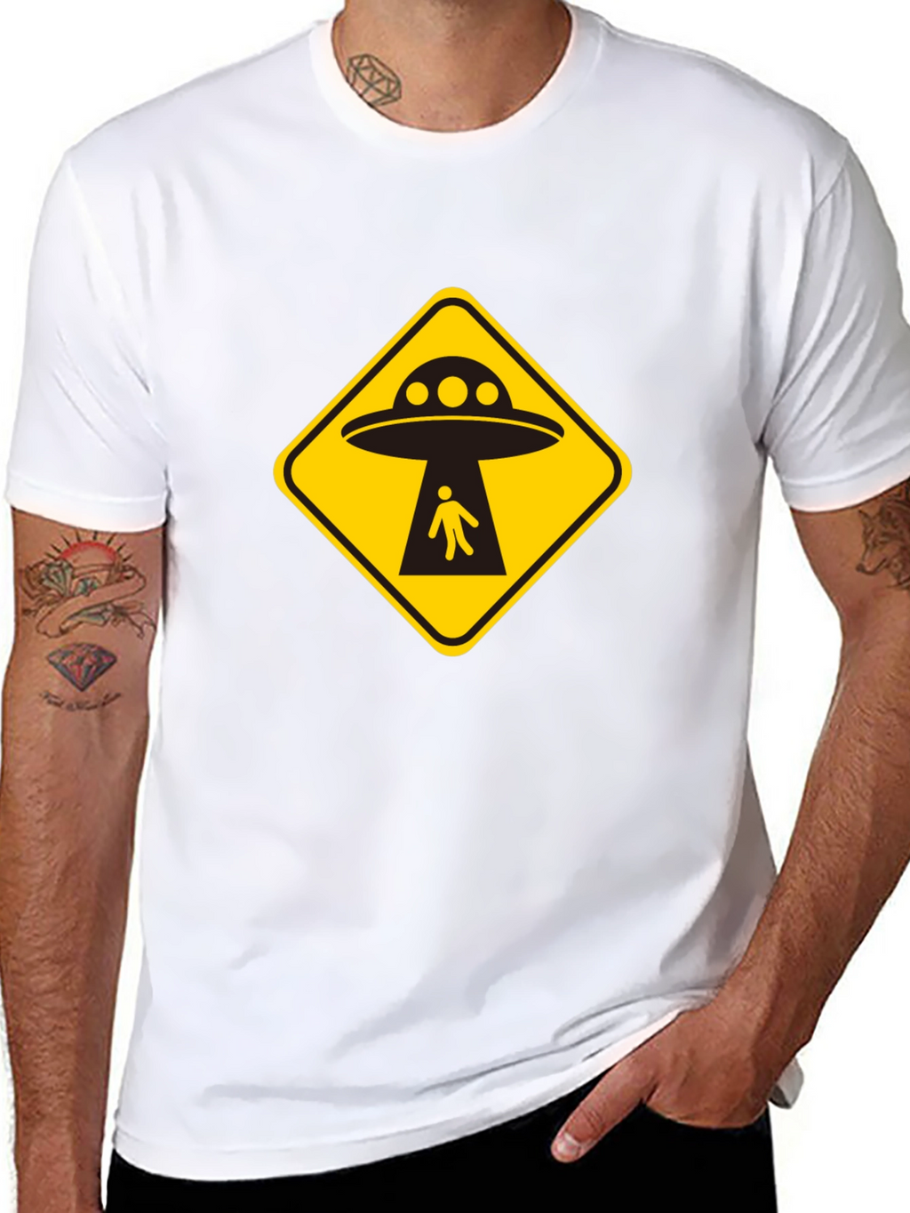UFO Abduction T-Shirt - Black Cotton Graphic Tee