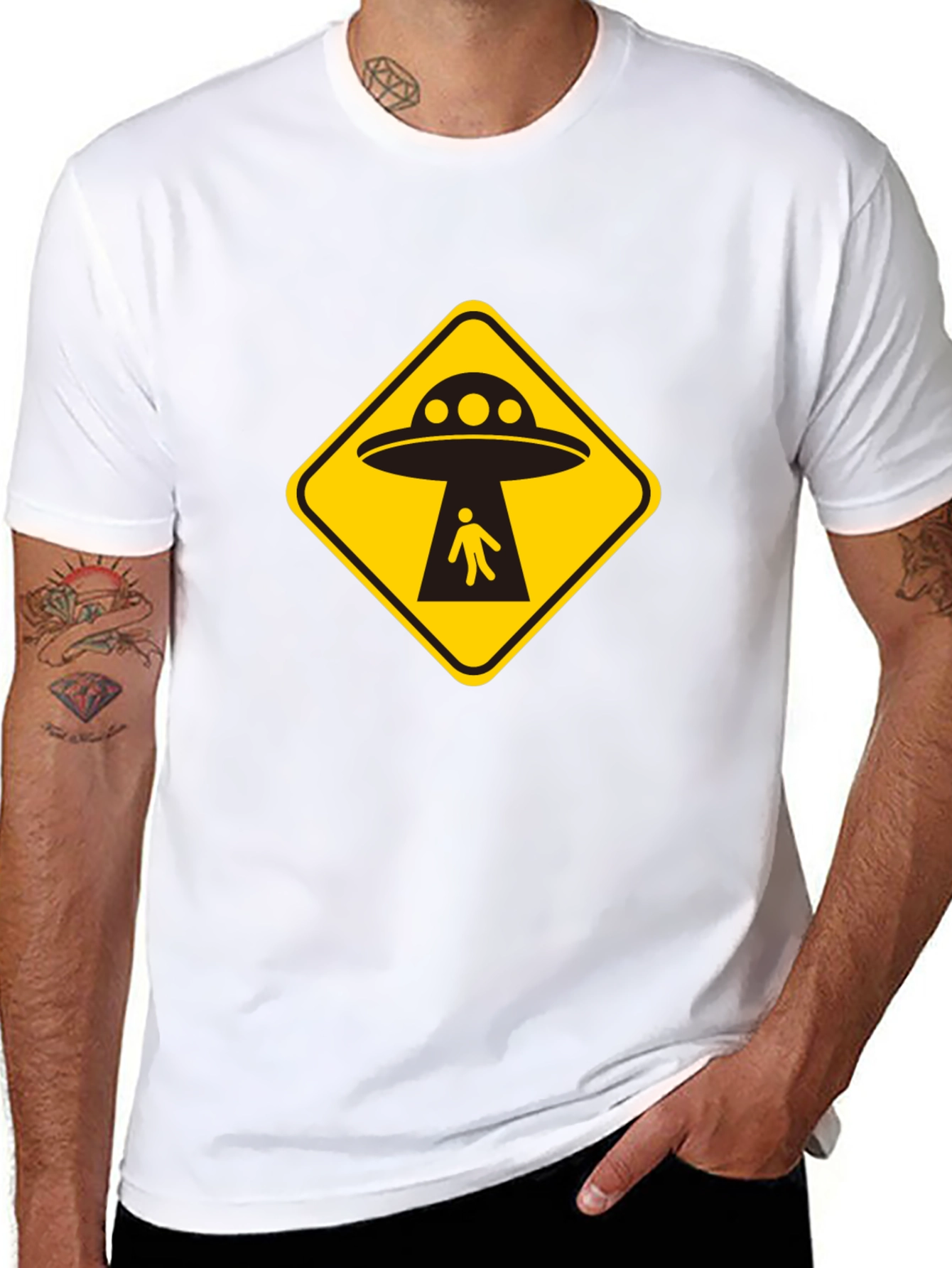UFO Abduction T-Shirt - Black Cotton Graphic Tee