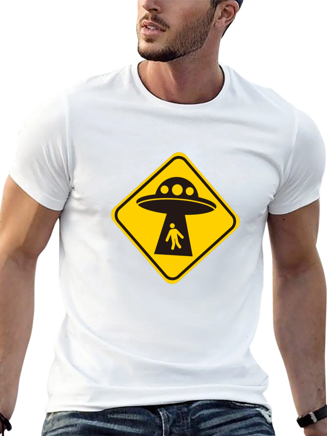 UFO Abduction T-Shirt - Black Cotton Graphic Tee
