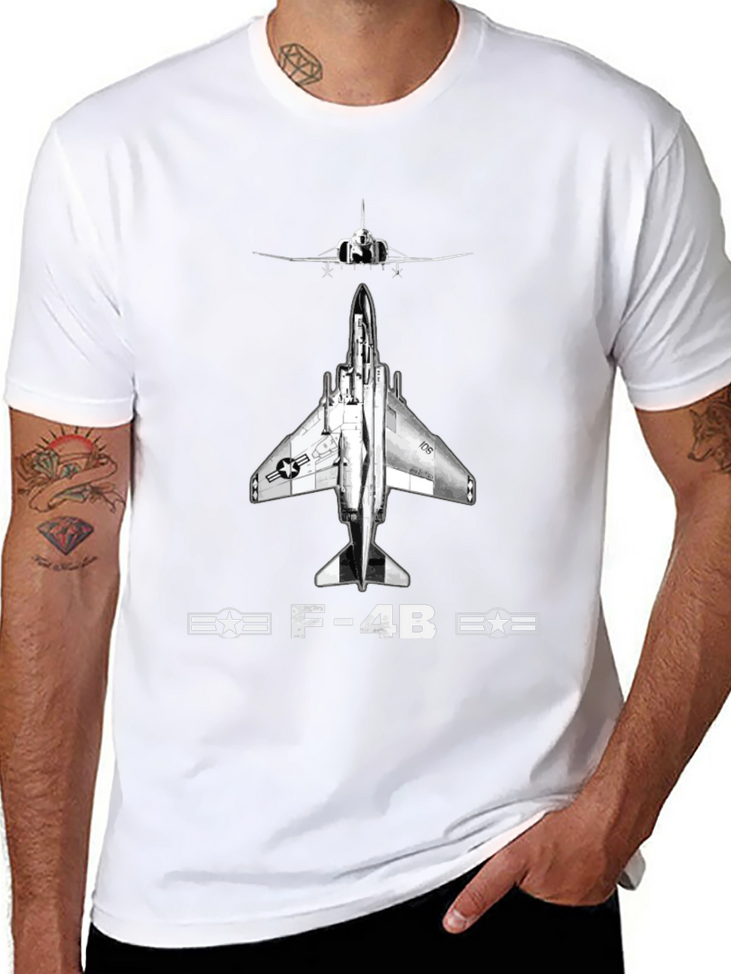 F-4B Phantom II Black T-Shirt - Military Aviation Tee