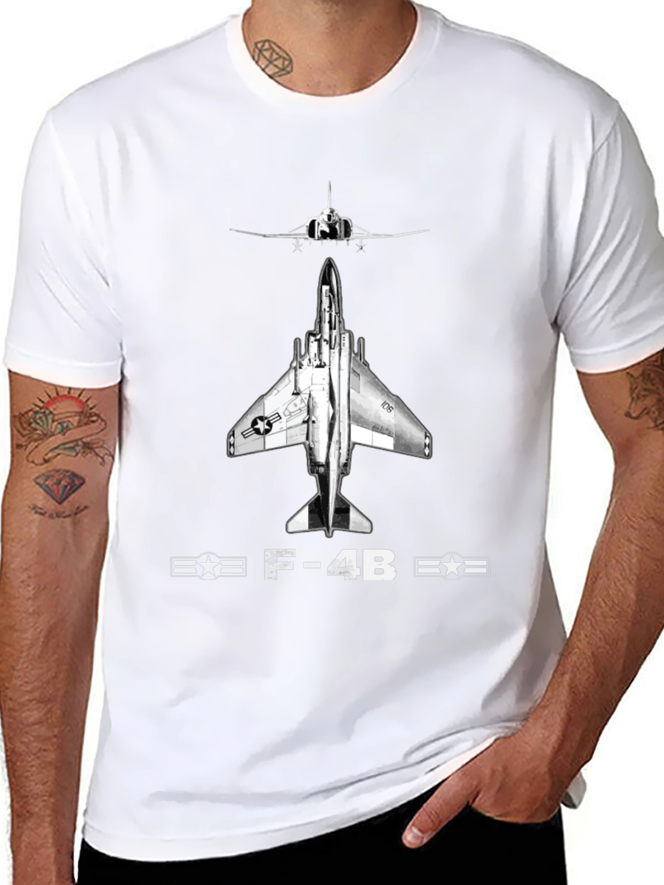 F-4B Phantom II Black T-Shirt - Military Aviation Tee