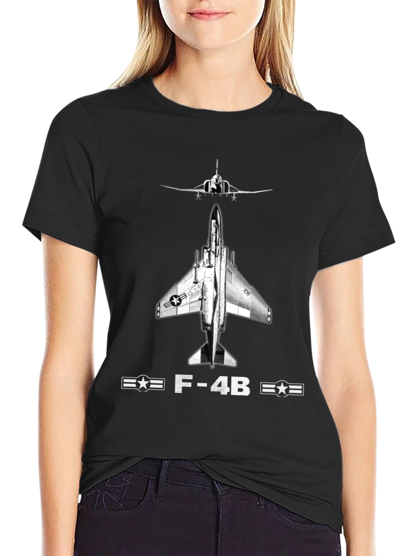 F-4B Phantom II Black T-Shirt - Military Aviation Tee