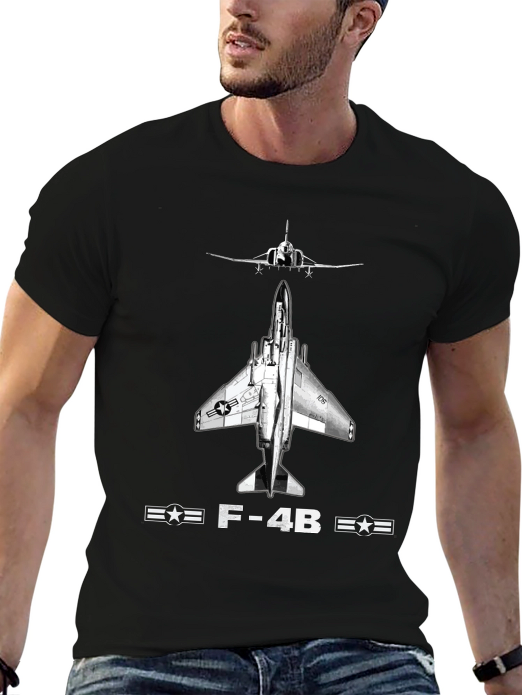 F-4B Phantom II Black T-Shirt - Military Aviation Tee