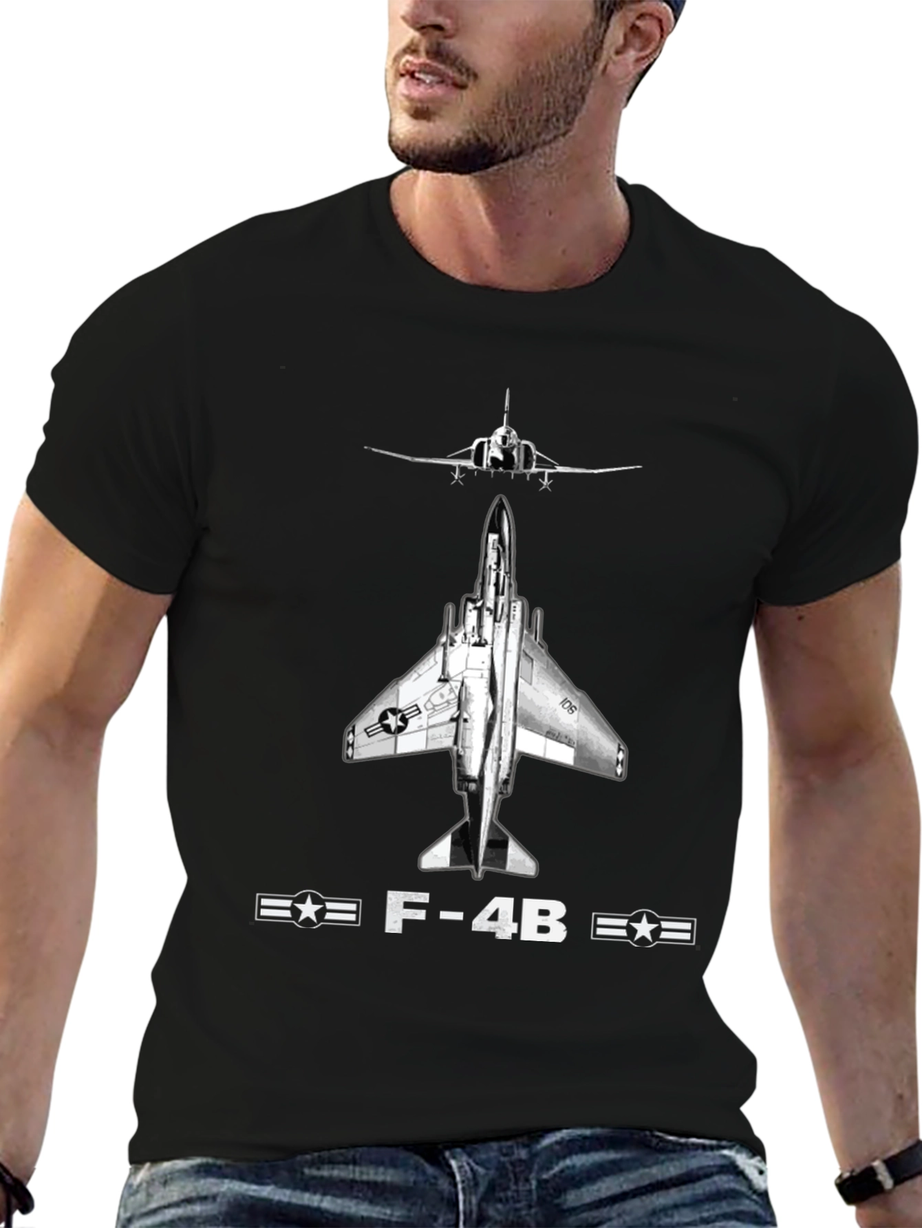 F-4B Phantom II Black T-Shirt - Military Aviation Tee