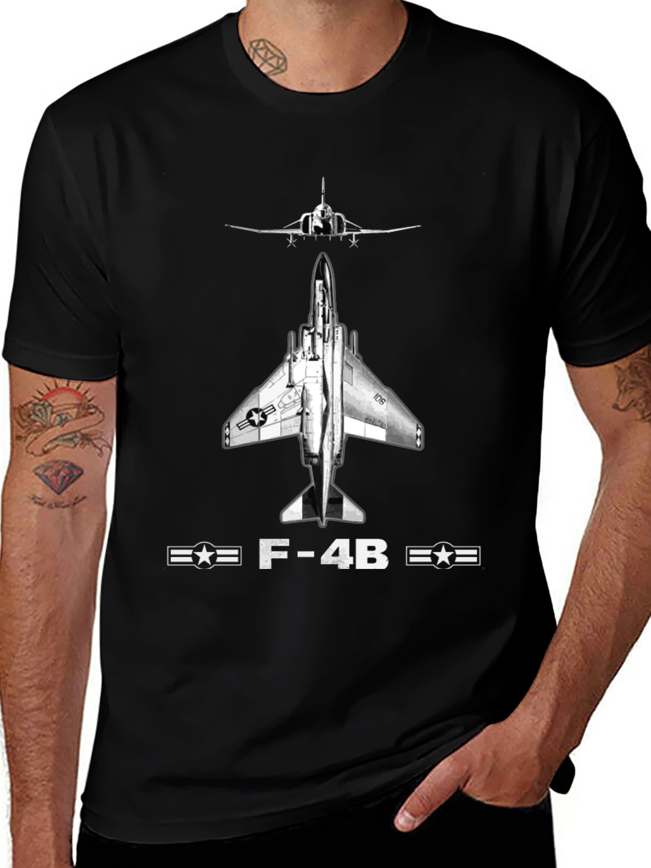 F-4B Phantom II Black T-Shirt - Military Aviation Tee