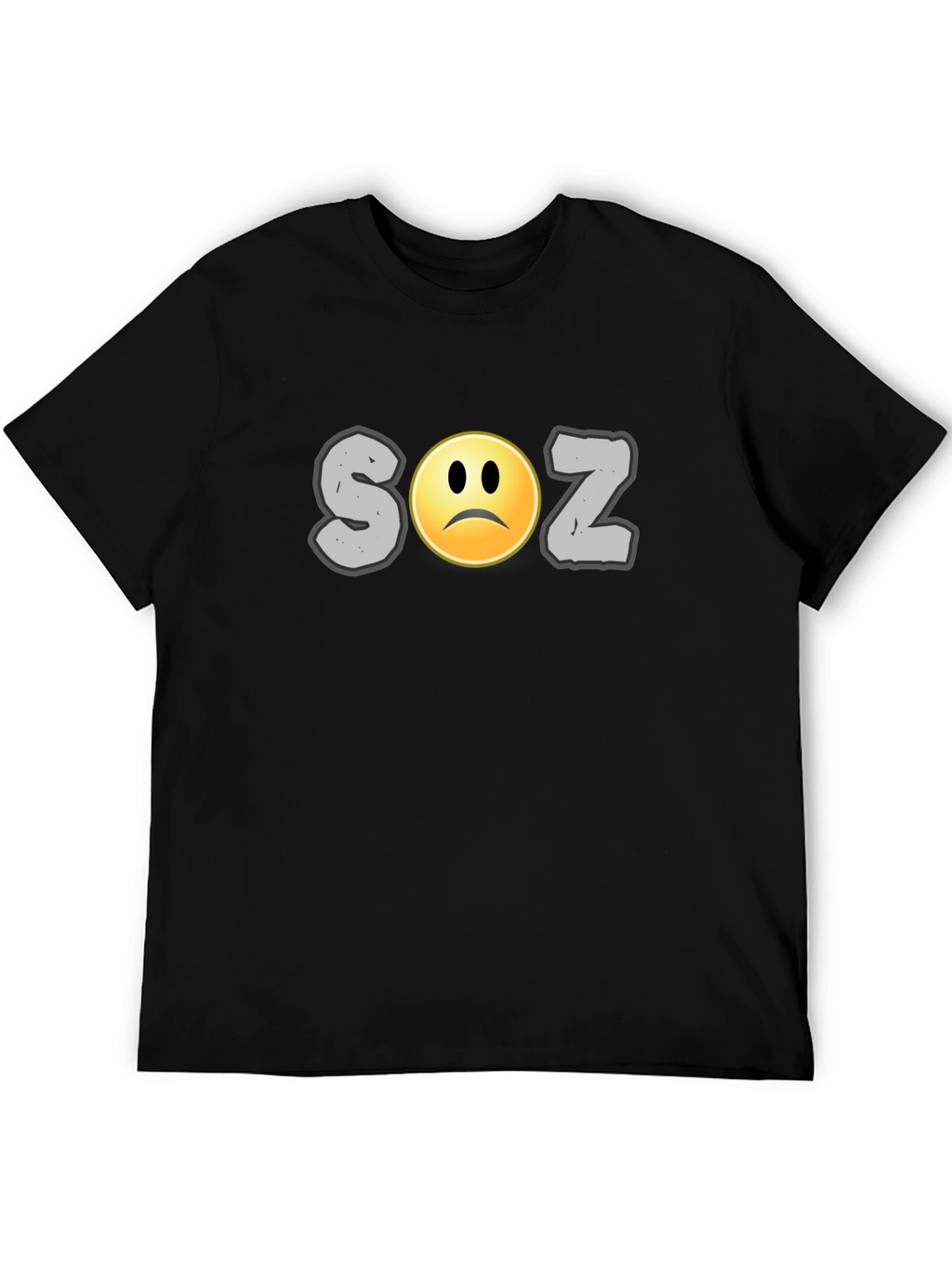 Soz Sad Face Graphic Print Black T-Shirt