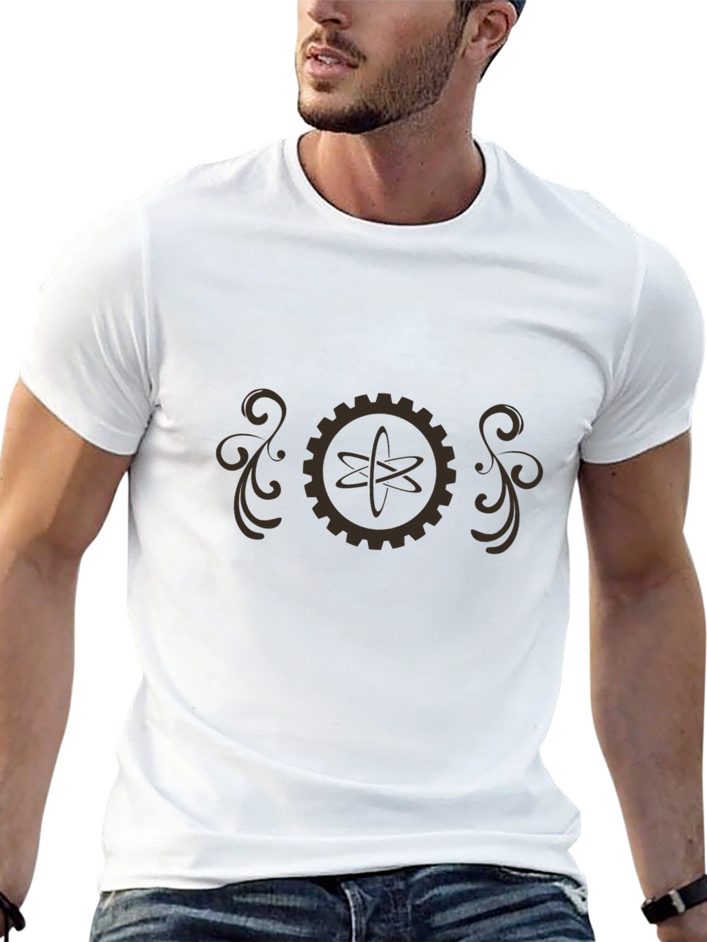 Steampunk Atom Gear T-Shirt - Retro Science Style
