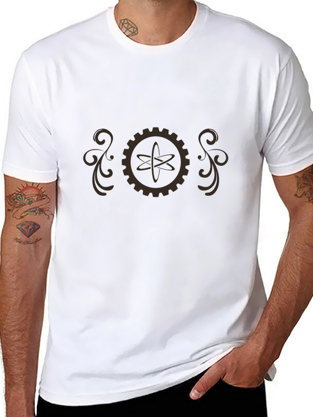 Steampunk Atom Gear T-Shirt - Retro Science Style