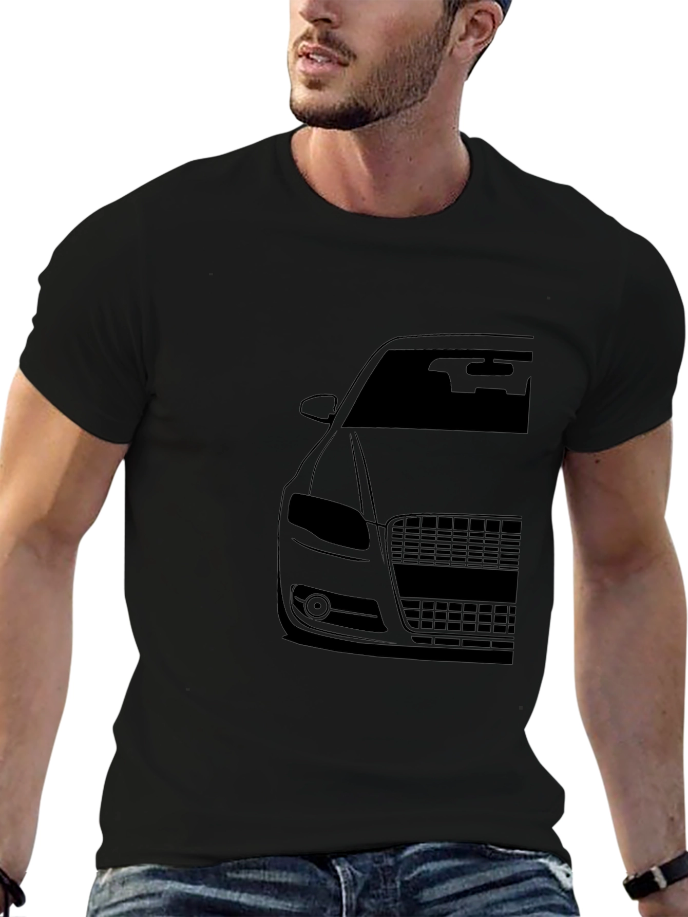 Mens Black Car Graphic T-Shirt